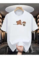Bear Bubble Tea Baskılı Oversize T-shirt